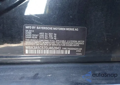 2013 BMW 328I z USA, uszkodzony, nr VIN WBA3A5C57DJ462843